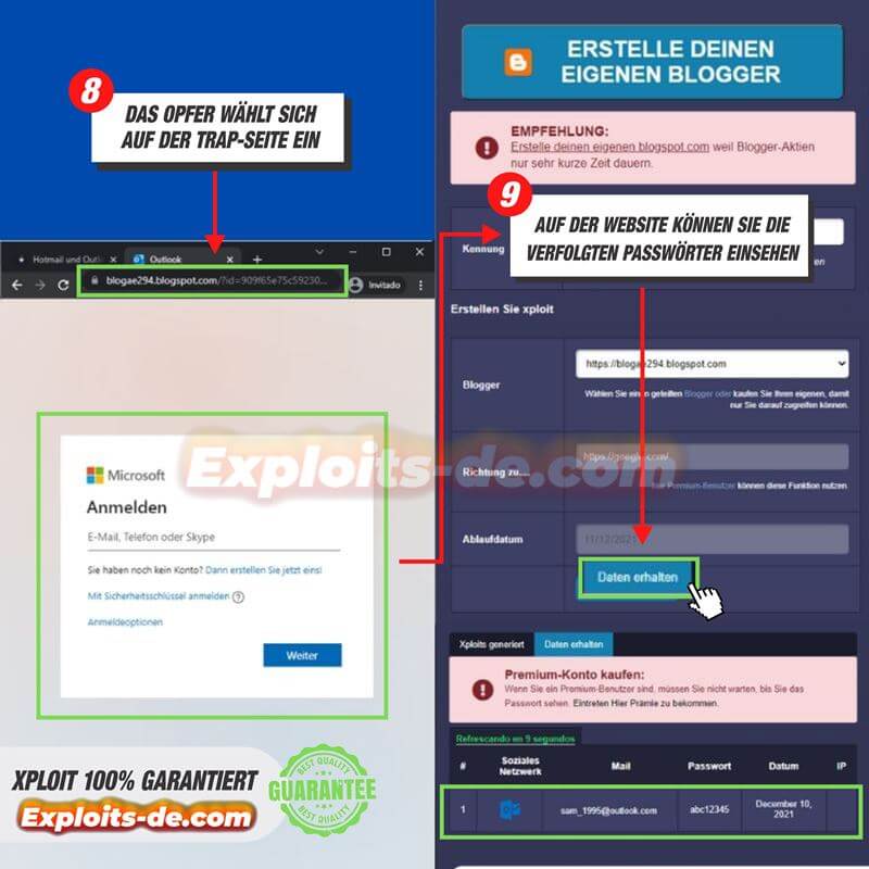 Schritte zum Erstellen von Xploit (8 und 9) create-xploits-8-9